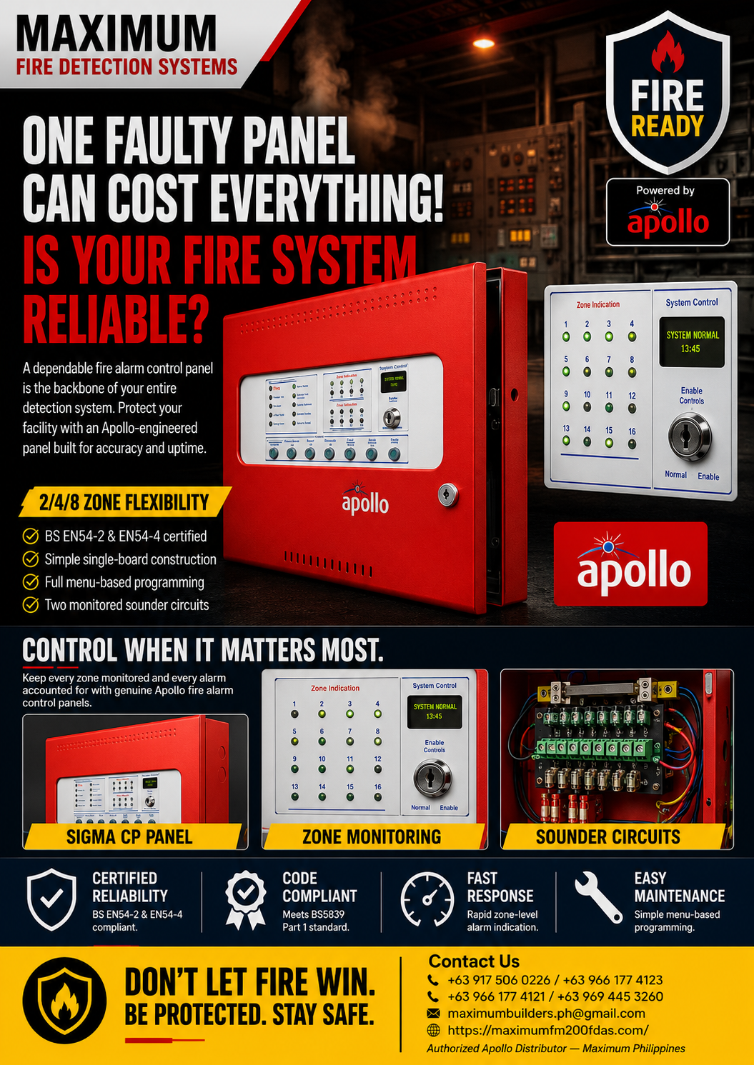 Control When It Matters Most: Reliable Fire Detection