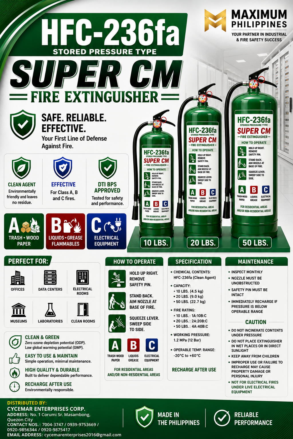 Super HFC-236fa Portable Fire Extinguisher Collection