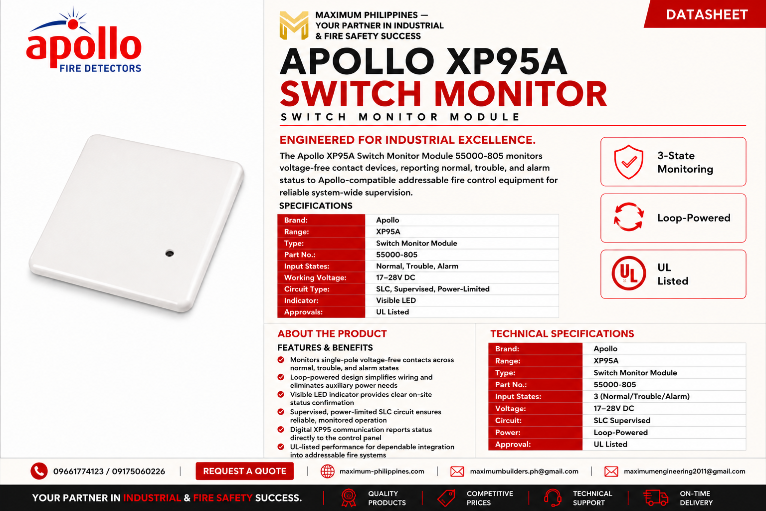 XP95a Switch Monitor Module 55000-805 Brochure