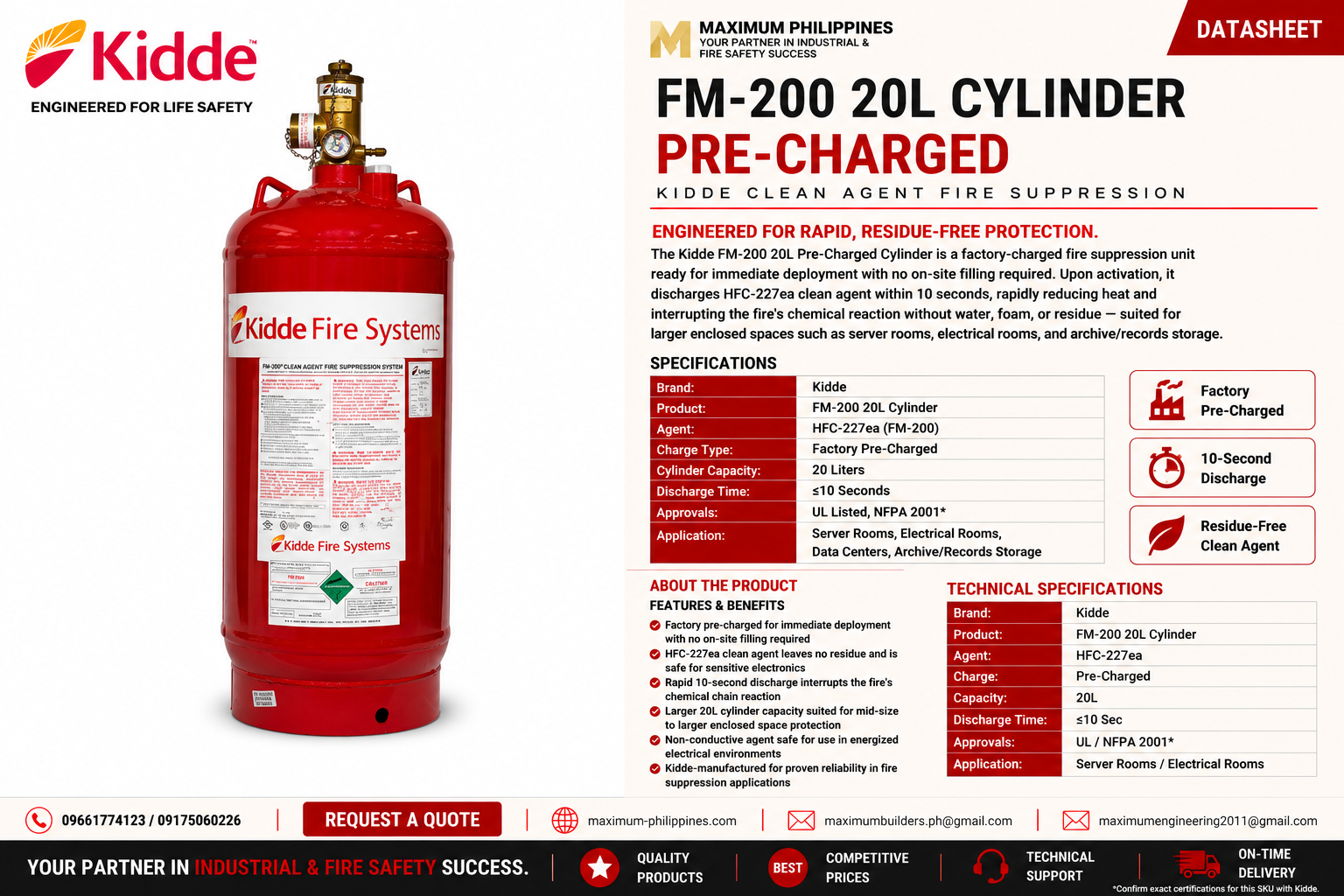 FM-200 20L Cylinder (Pre-Charged) Brochure
