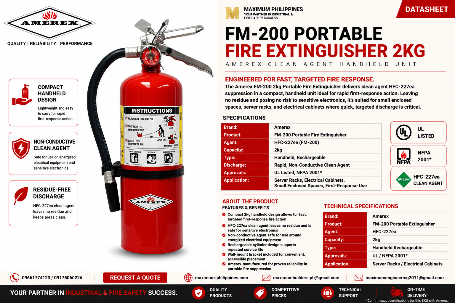FM-200 Portable Fire Extinguisher 2kg Brochure