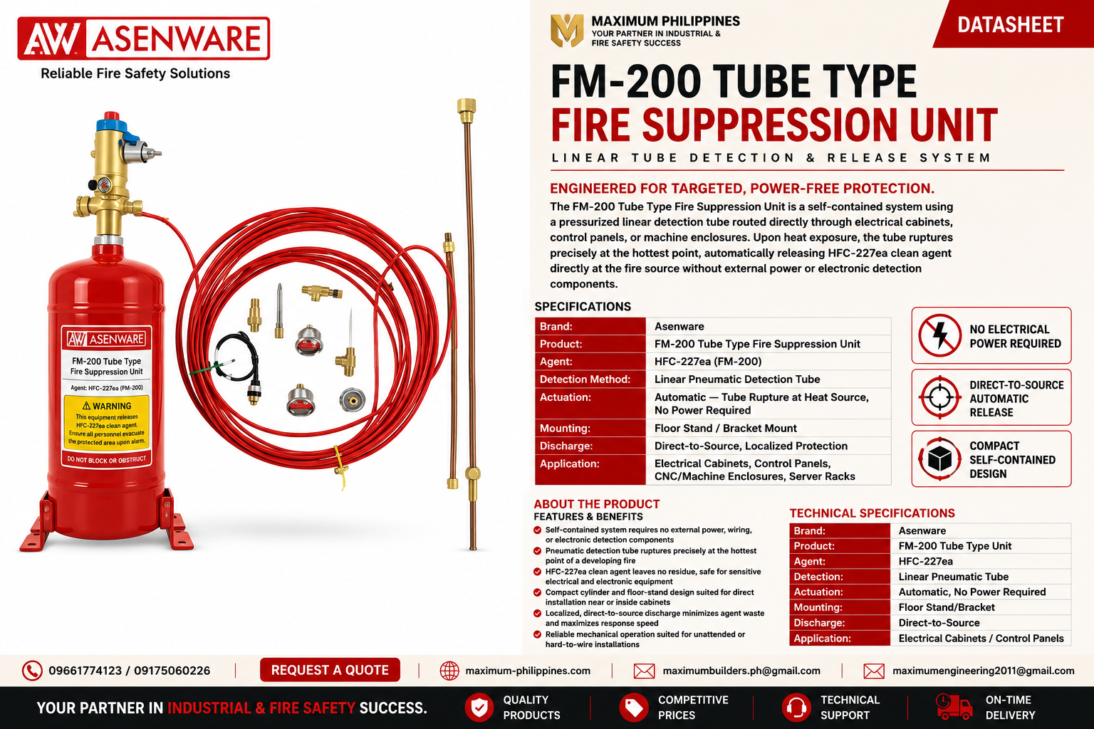 FM-200 Tube Type Fire Suppression Unit (Linear Tube System Unit) Brochure