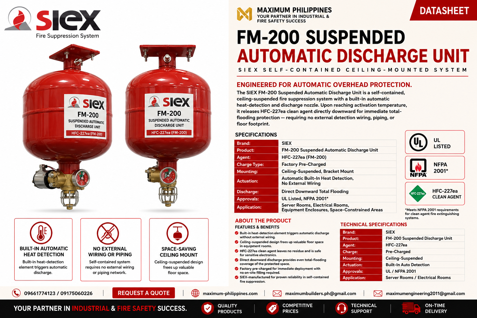 FM-200 Suspended Automatic Discharge Unit Brochure