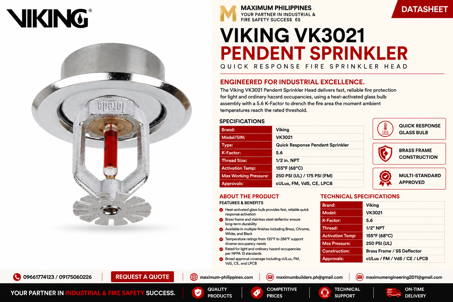 Pendant Sprinkler Head Brochure