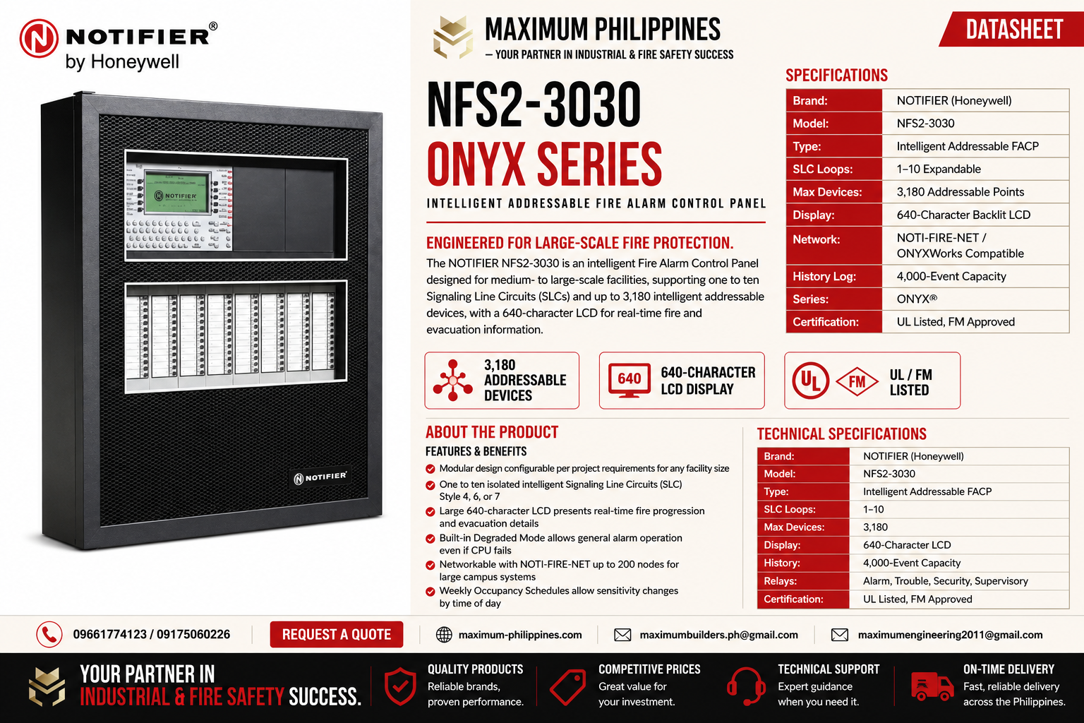 NFS2-3030 Intelligent Addressable Fire Alarm Control Panel Brochure