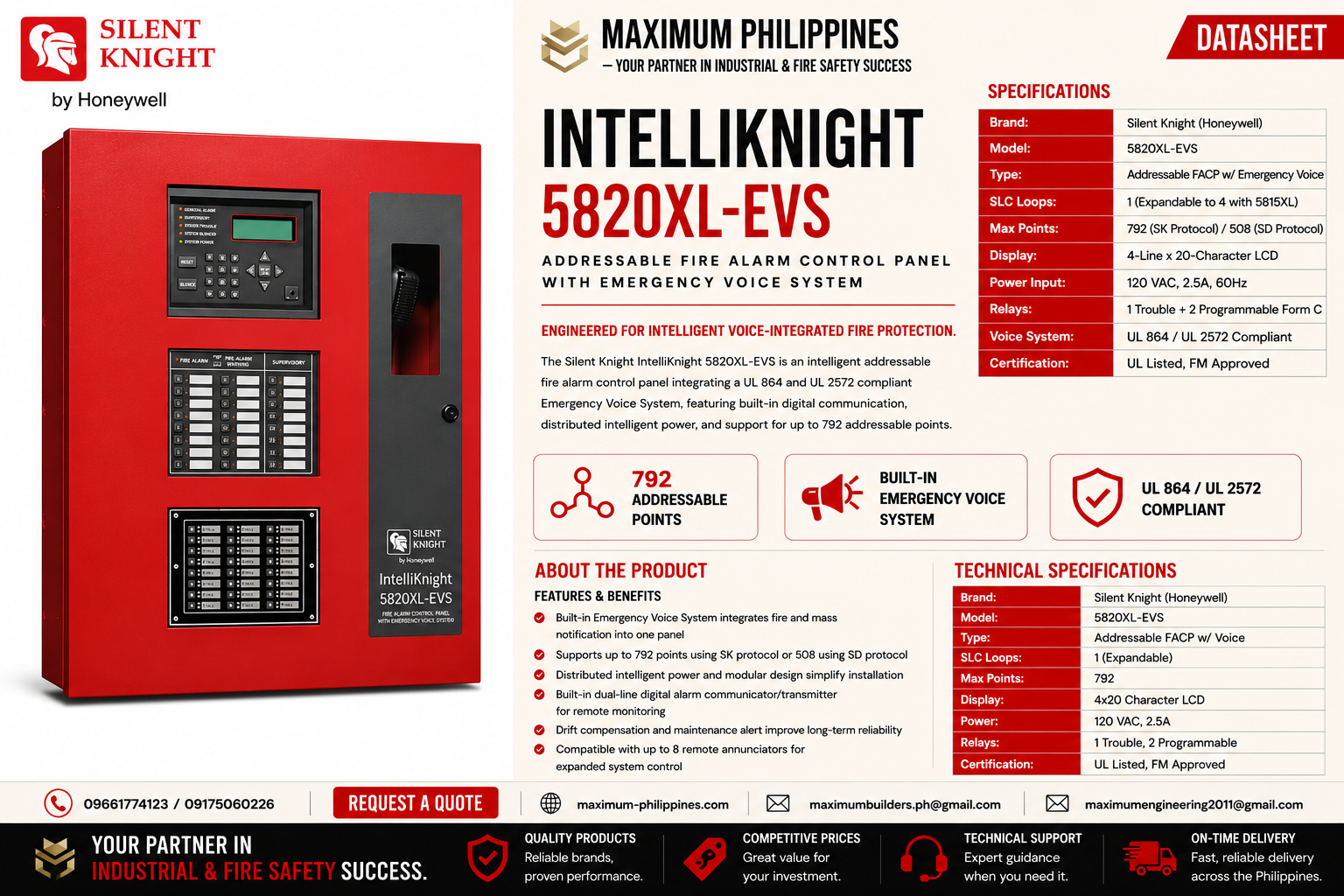 Silent Knight IntelliKnight 5820XL Fire Alarm Control Panel Brochure