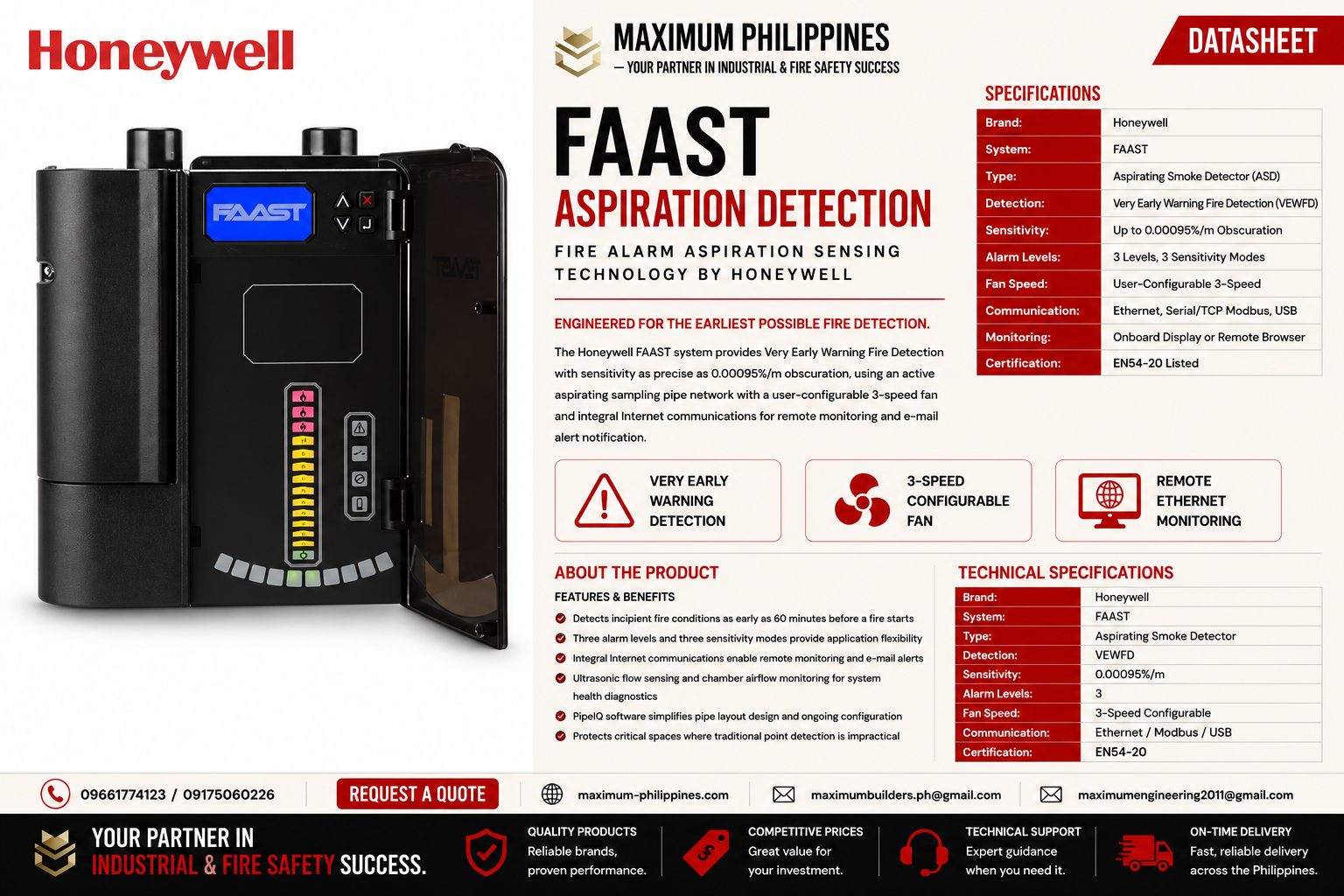Honeywell FAAST Fire Aspiration Detection System Brochure