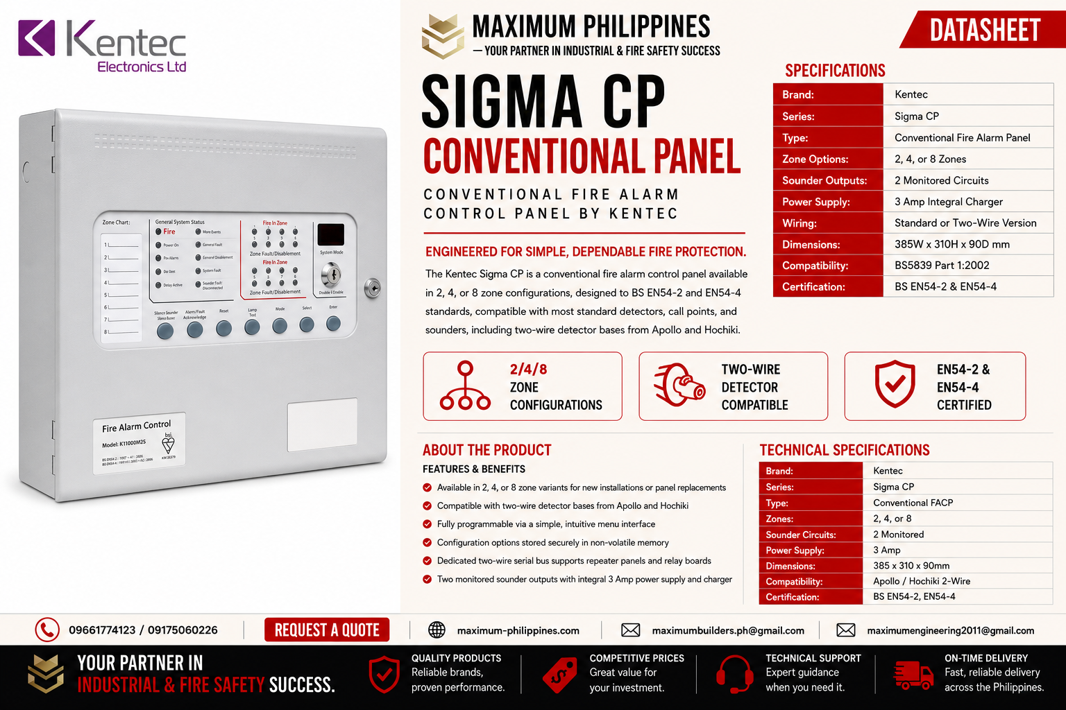 Kentec Sigma CP Conventional Fire Alarm Panel Brochure