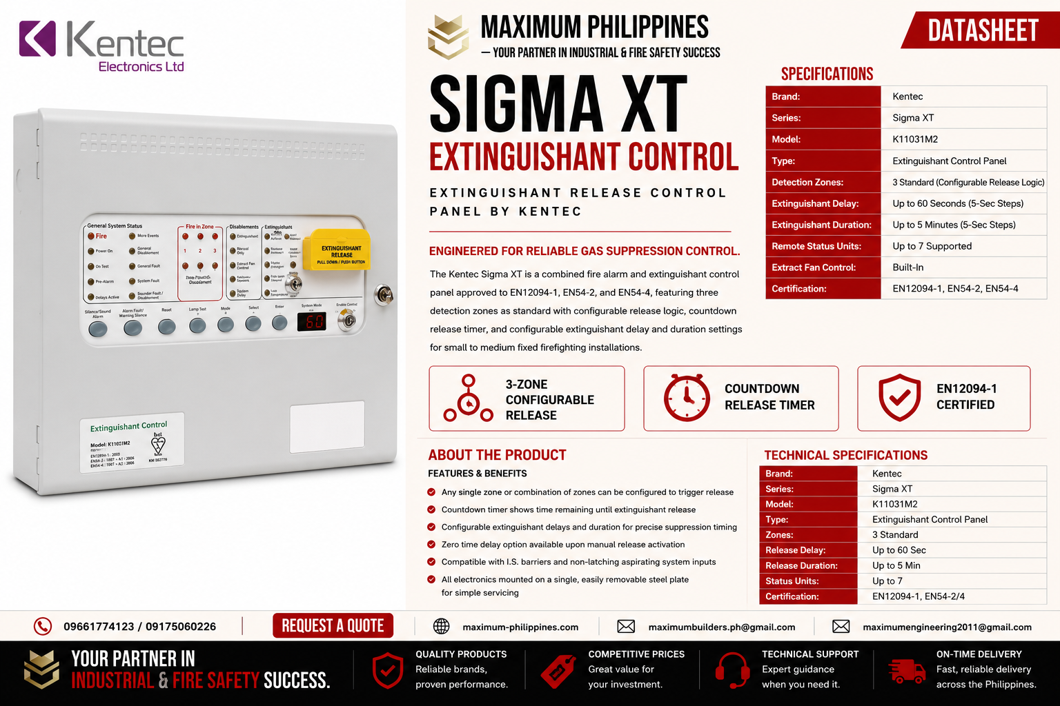 Kentec Sigma XT Extinguishant Control Panel Brochure