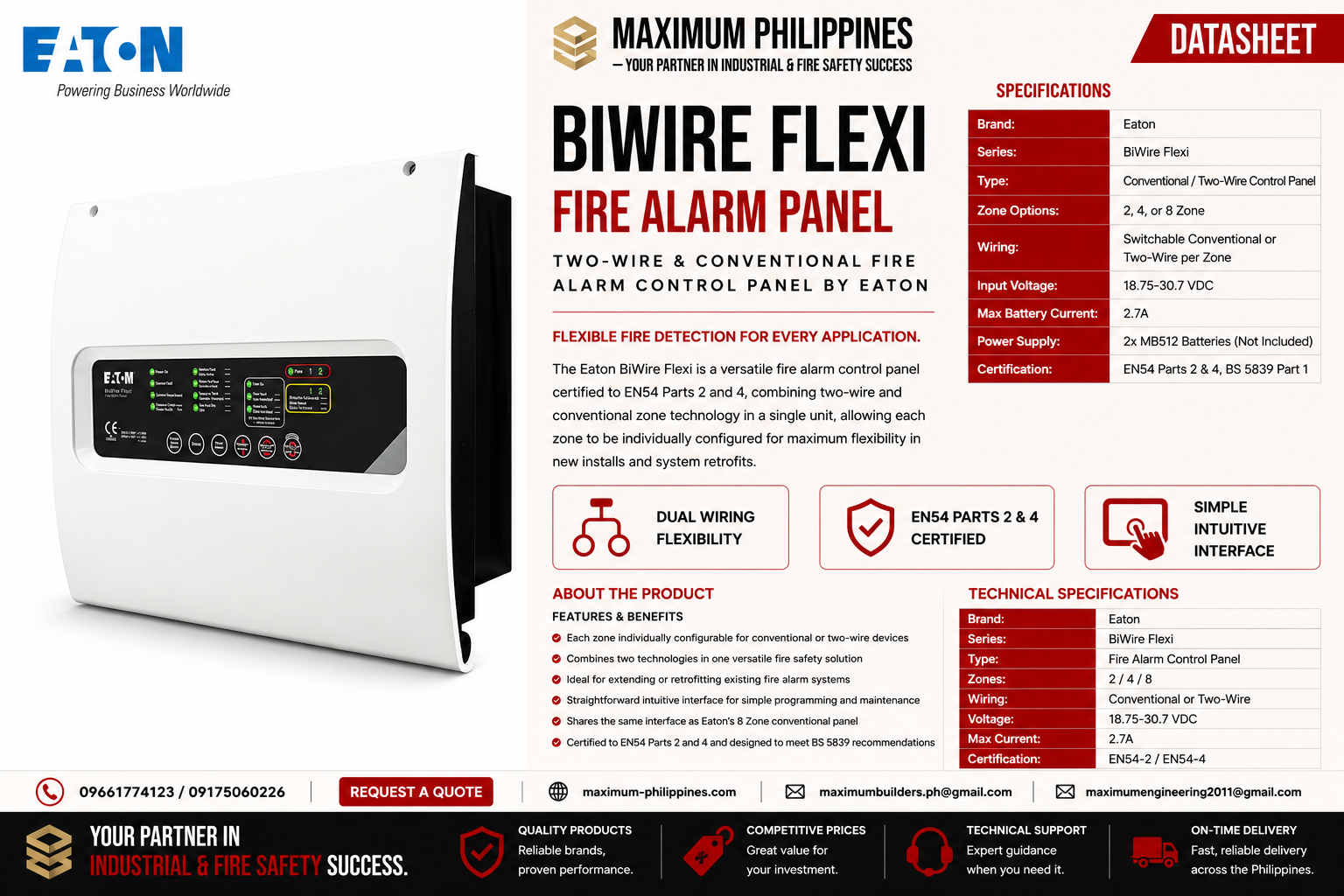 Eaton BiWire Flexi Two-Wire Fire Alarm Panel Brochure