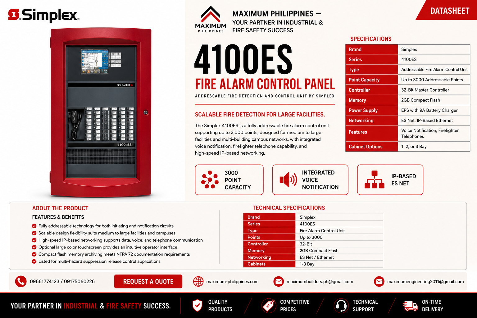 Simplex 4100ES Fire Alarm Control Panel Brochure