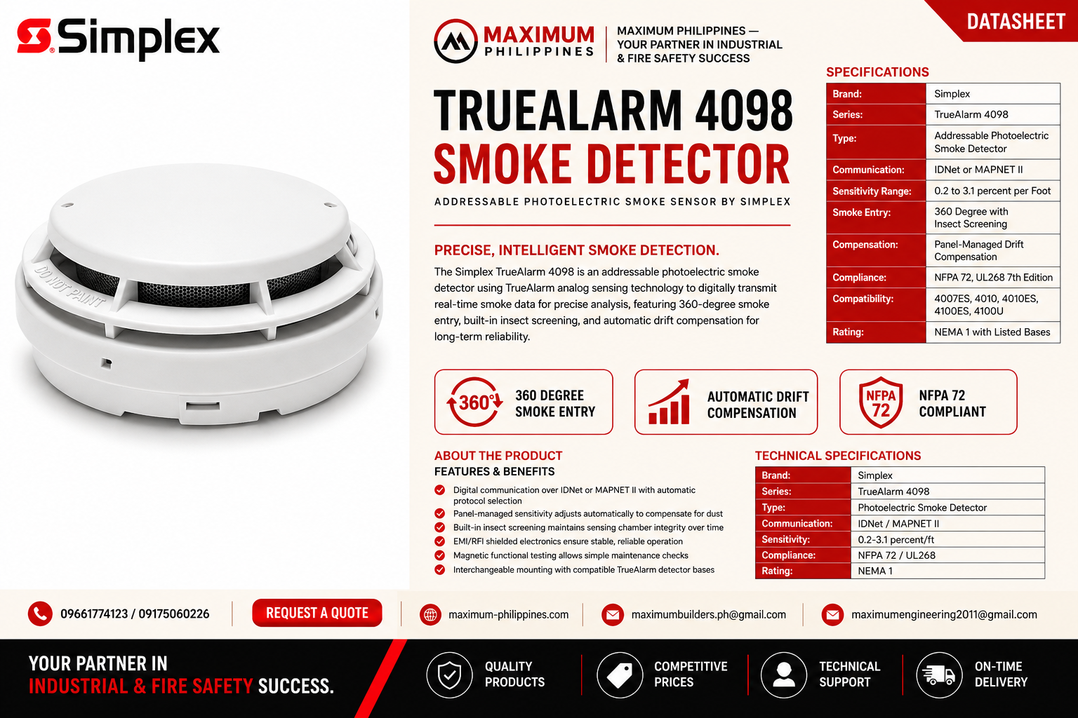 Simplex TrueAlarm 4098 Smoke Detector Brochure