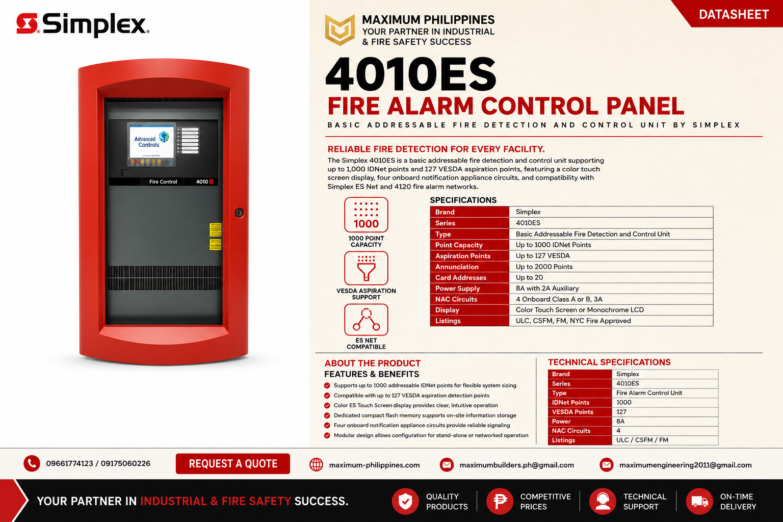 Simplex 4010ES Fire Alarm Control Panel Brochure