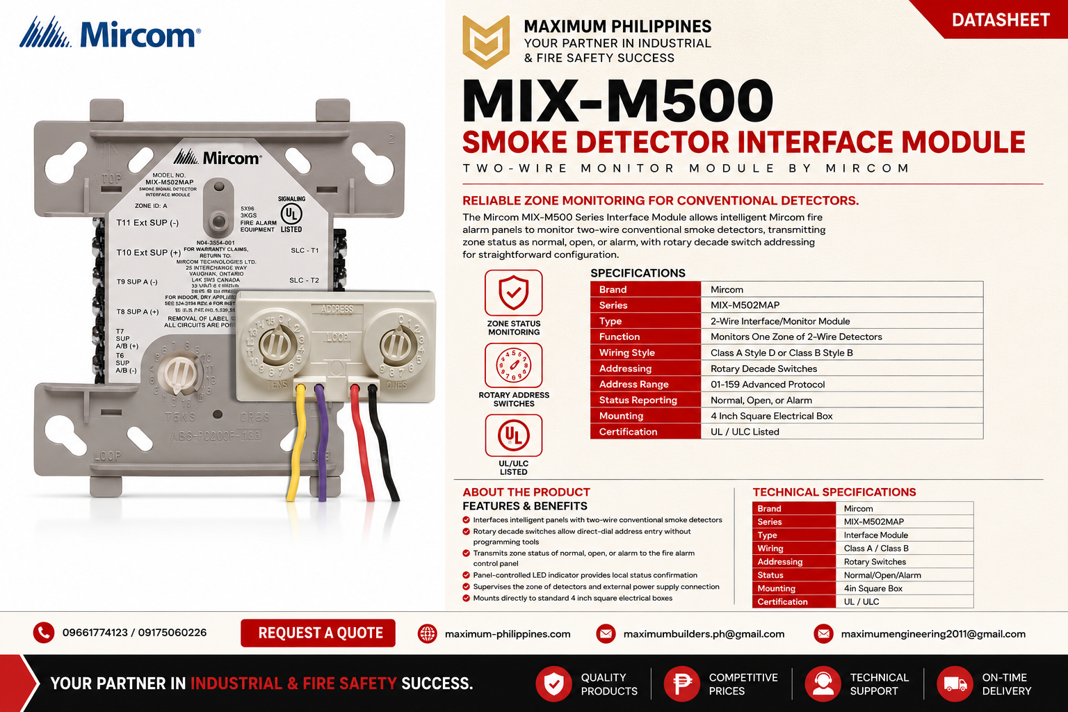 Mircom MIX-M500 Intelligent Photoelectric Smoke Detector Brochure