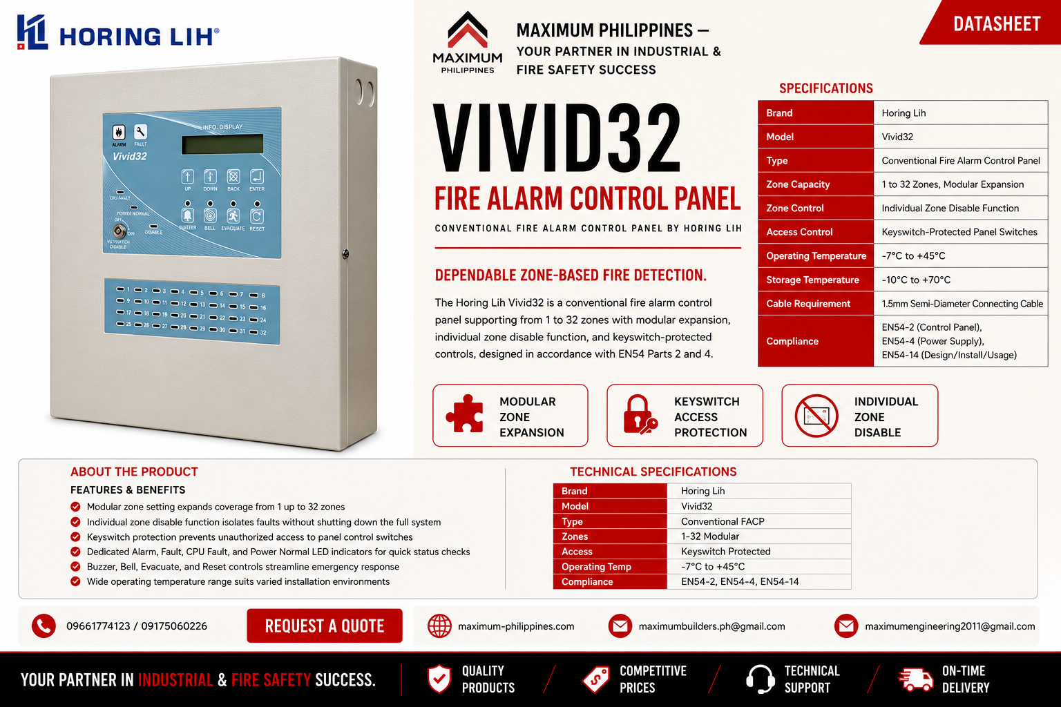 Horing Lih Vivid32 Addressable Fire Alarm Control Panel Brochure