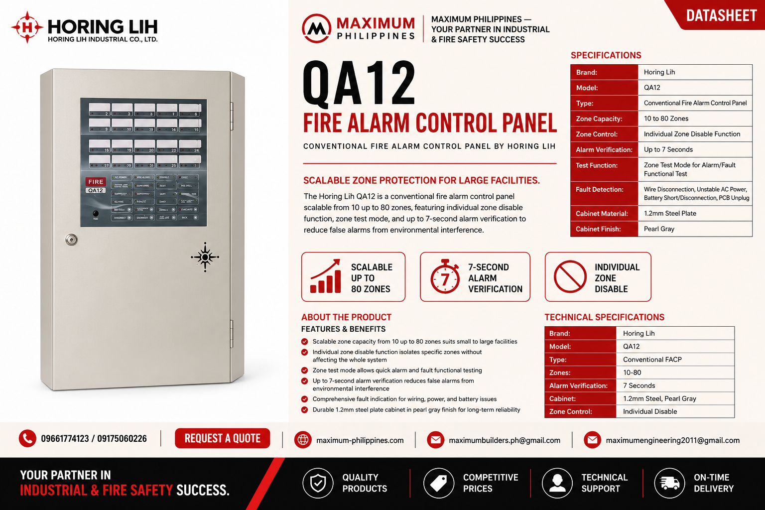 Horing Lih QA12 Conventional Fire Alarm Control Panel Brochure