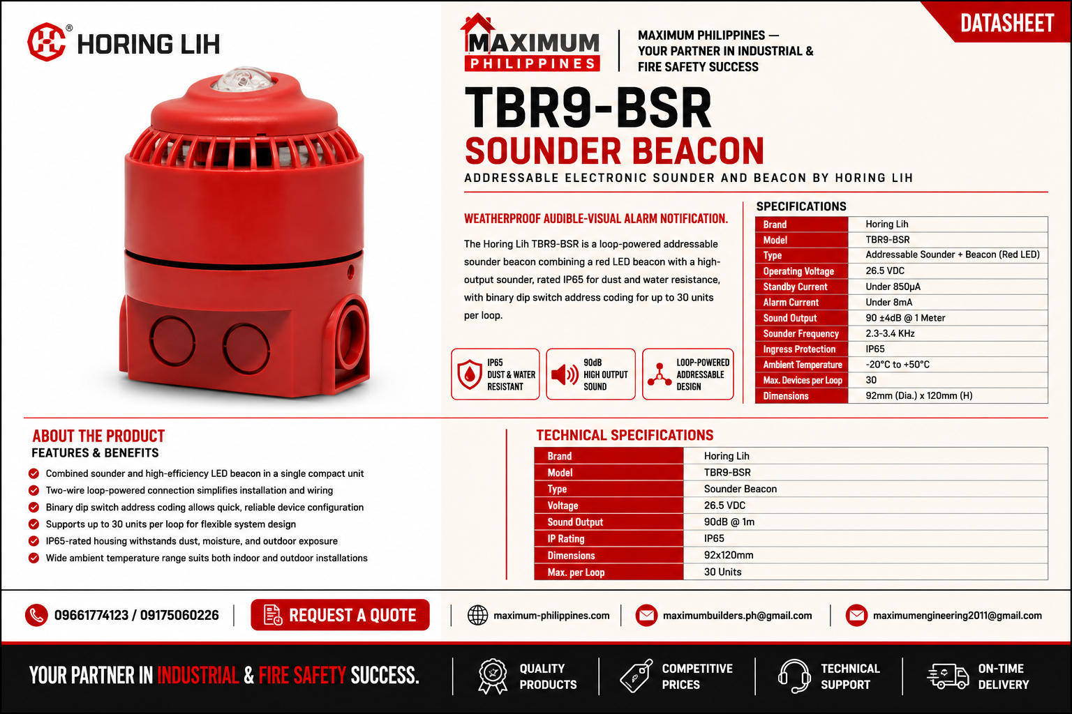 Horing Lih TBR9 Addressable Sounder Beacon Brochure
