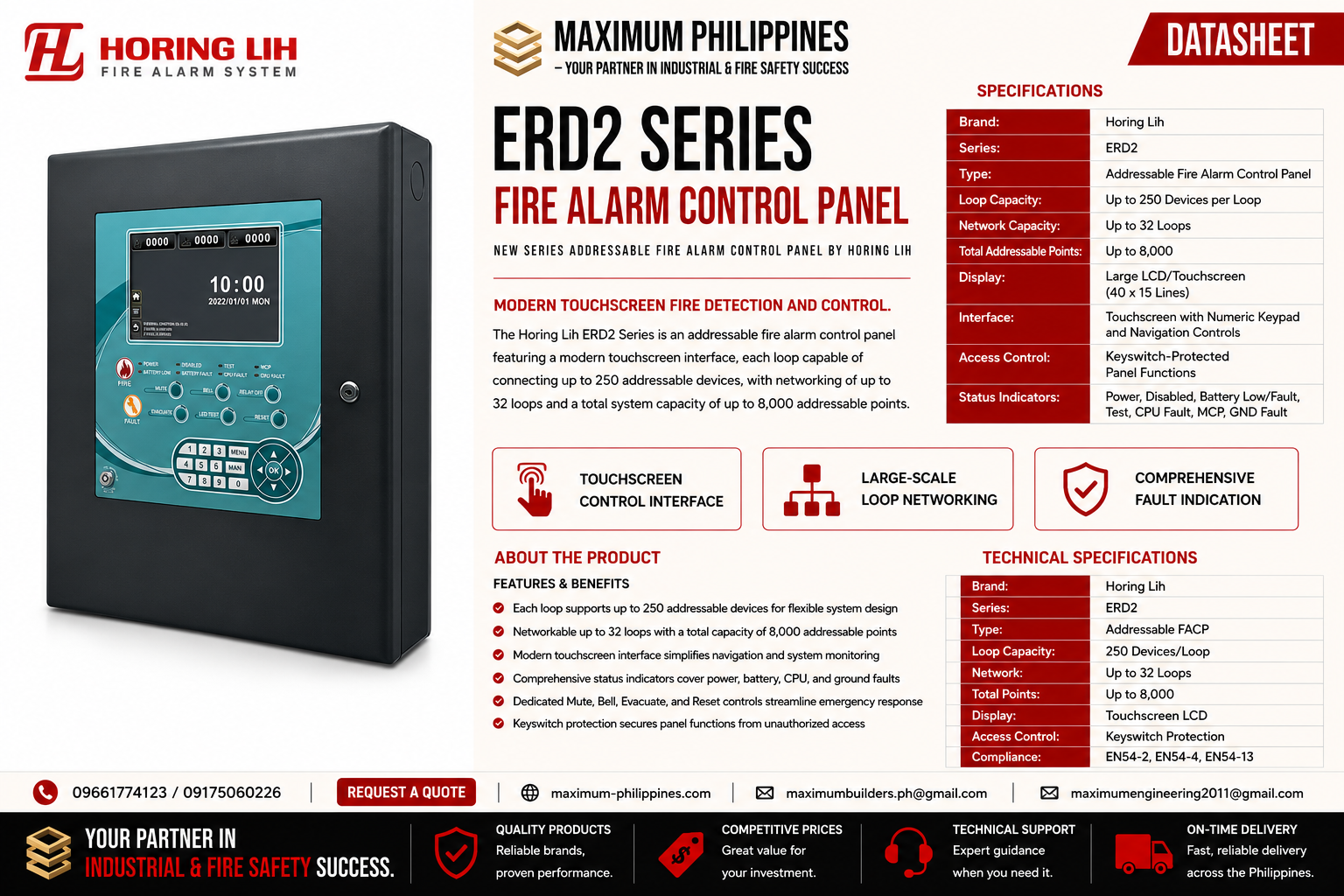Horing Lih ERD2 Series Addressable Fire Alarm Control Panel Brochure