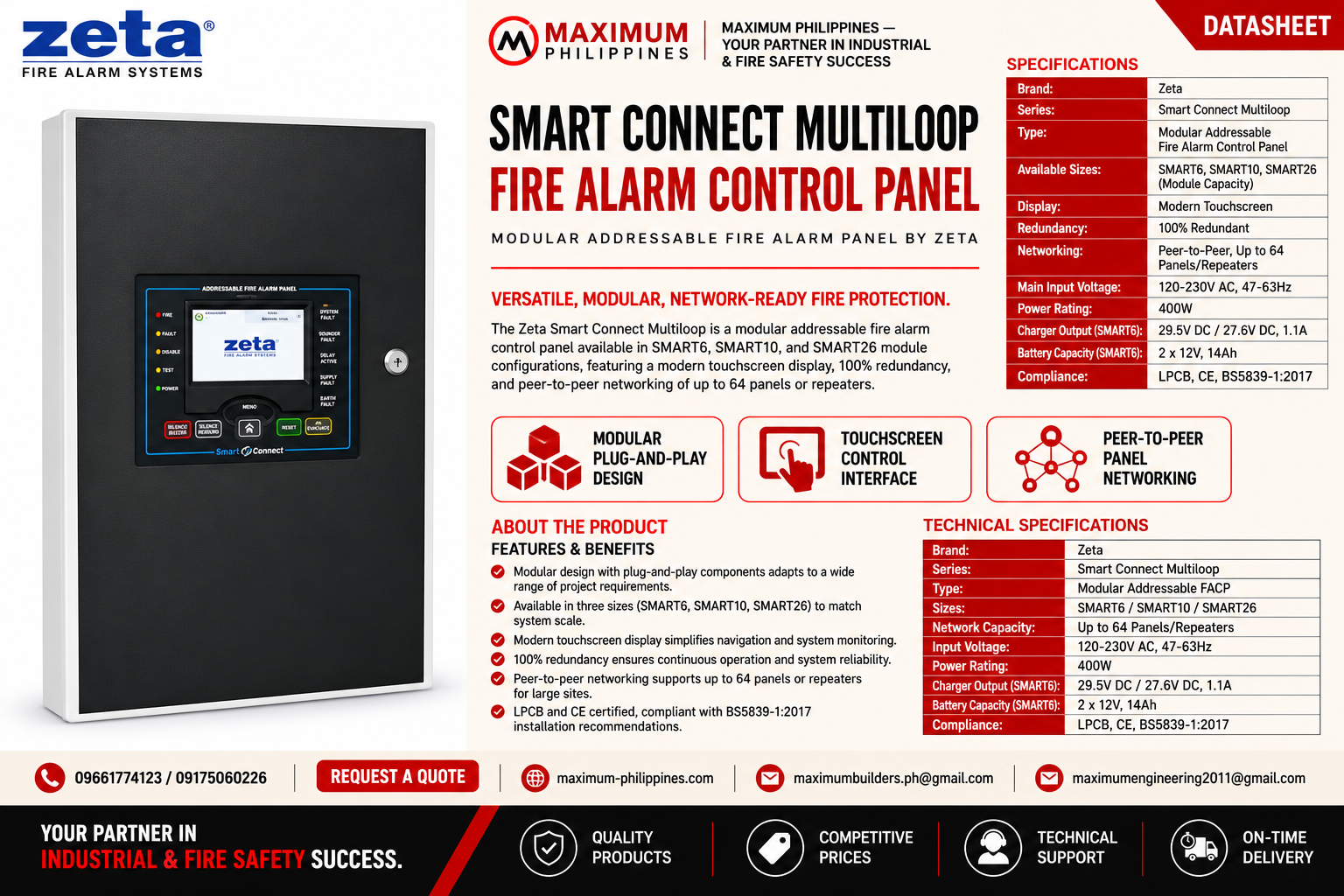Zeta Smart Multiloop Fire Alarm Control Panel Brochure