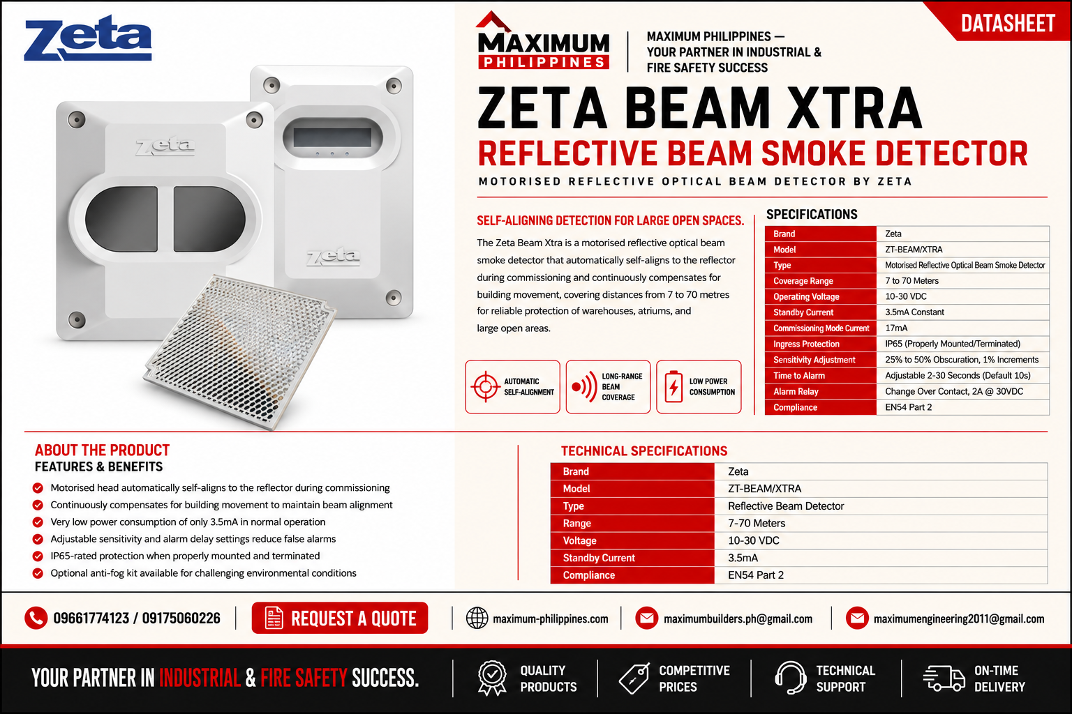 Zeta Beam Reflective Beam Smoke Detector Brochure