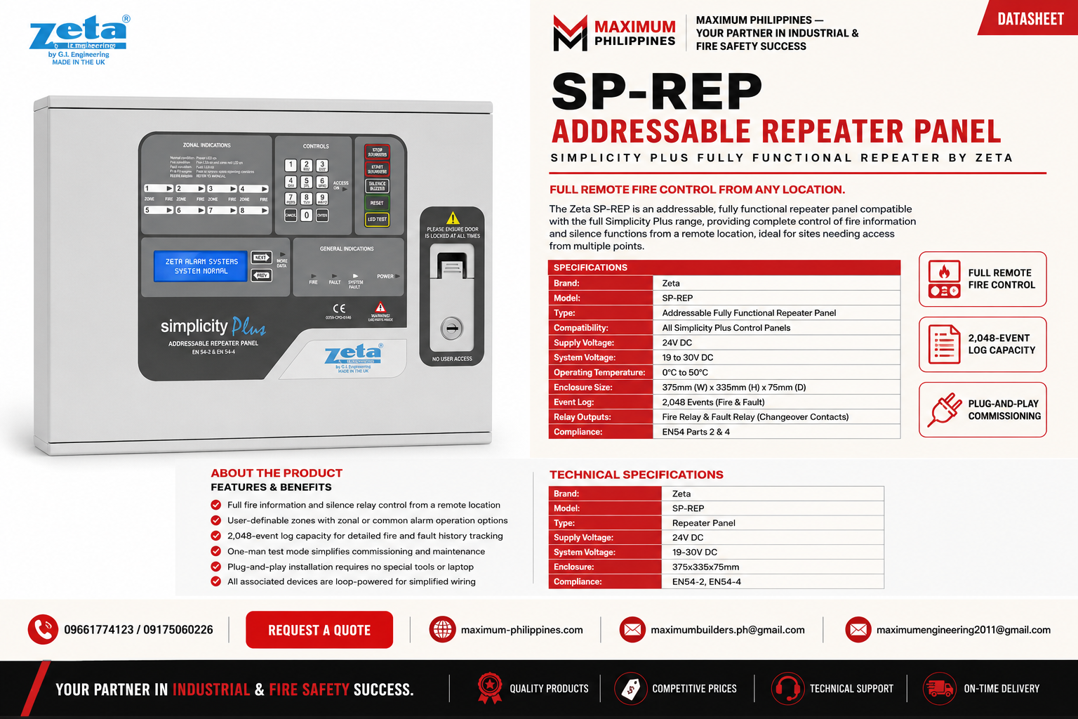 Zeta Simplicity Plus Addressable Fire Panel Brochure