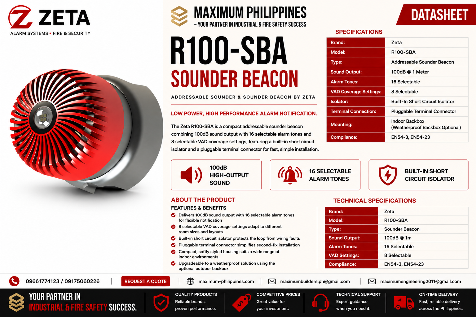 Zeta R100 Addressable Sounder Beacon Brochure