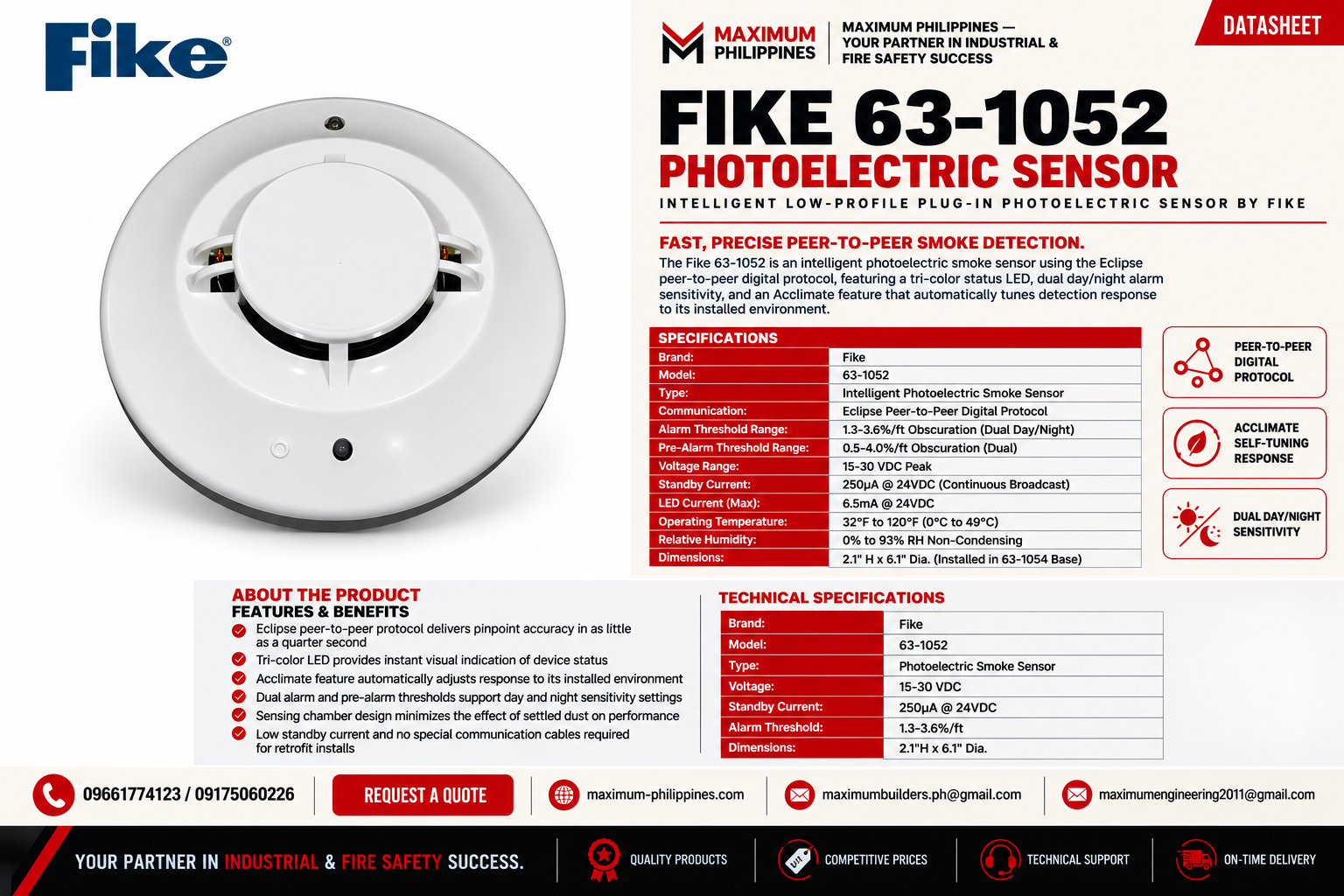 Fike 63-1052 Photoelectric Sensor Brochure