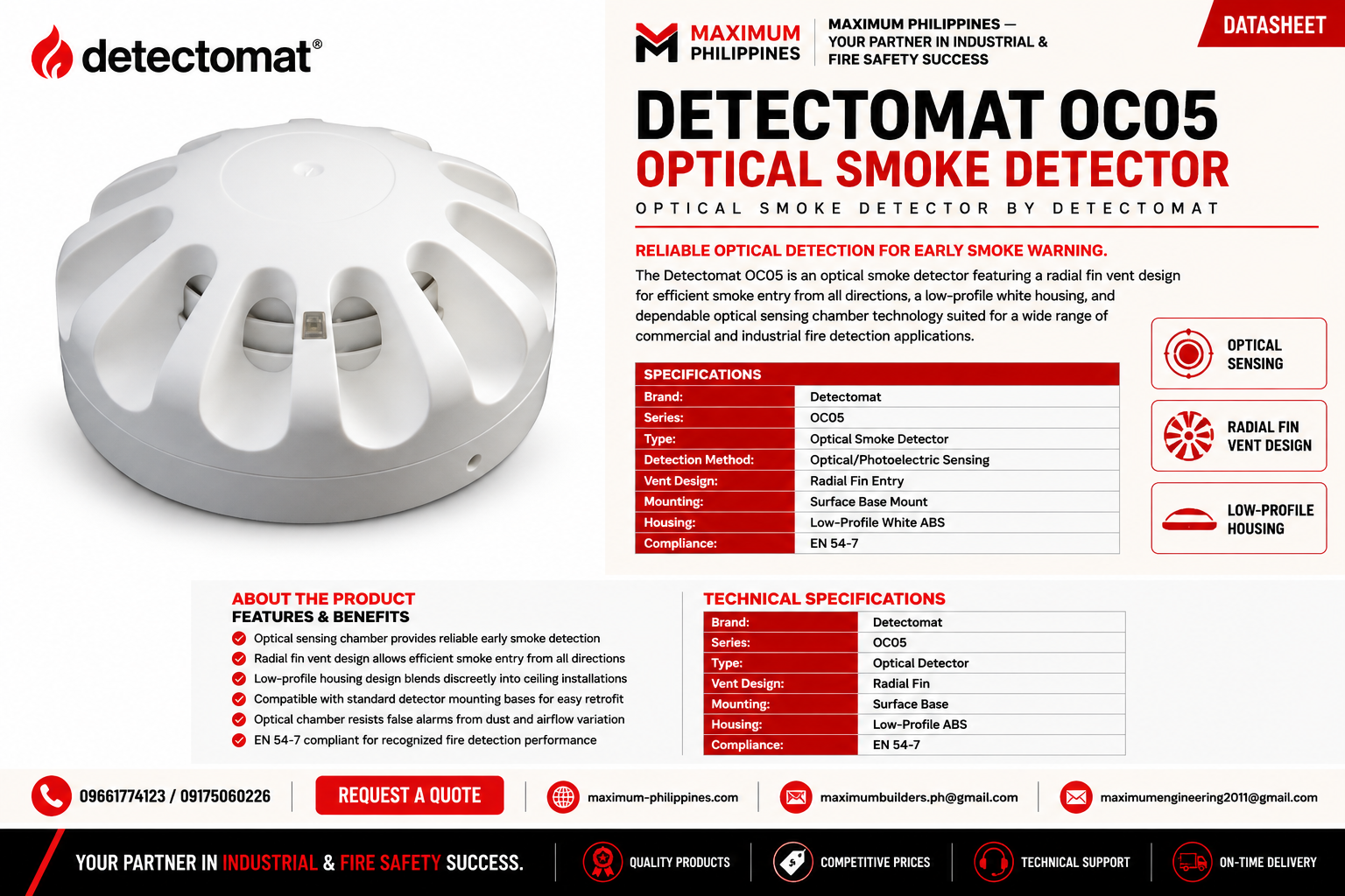 Detectomat OC05 Optical Smoke Detector Brochure