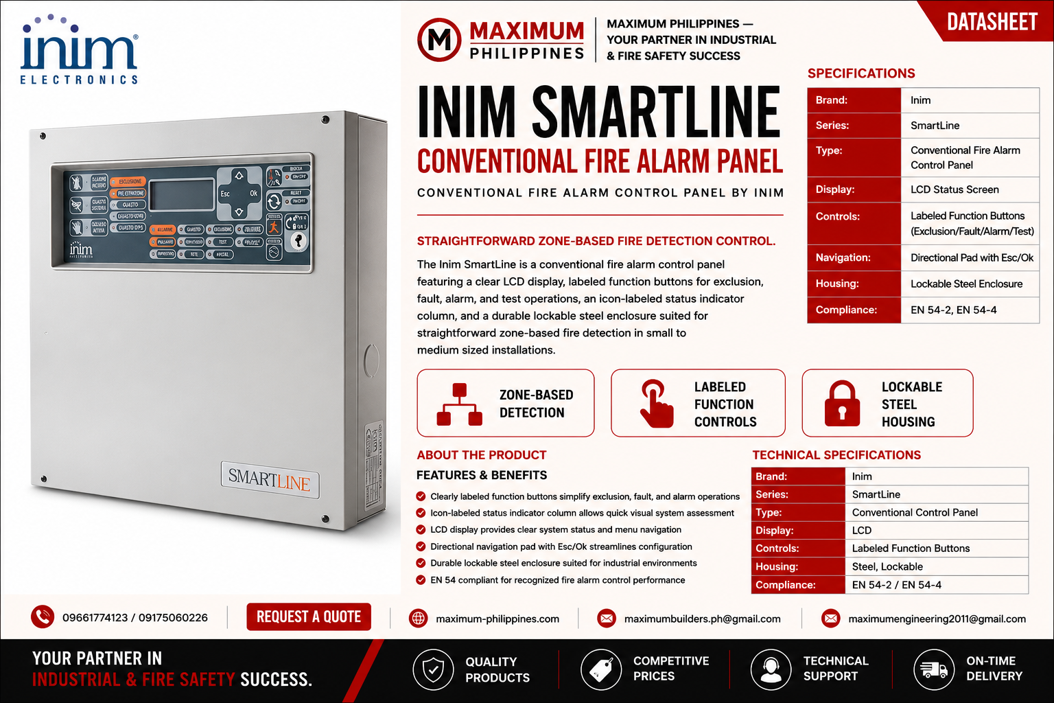 Inim SmartLine Conventional Fire Alarm Panel Brochure