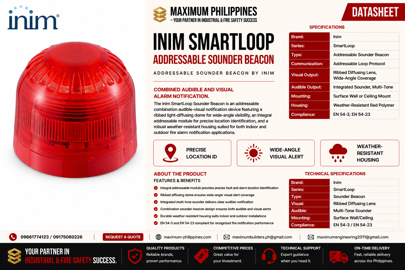 Inim SmartLoop Addressable Sounder Beacon Brochure
