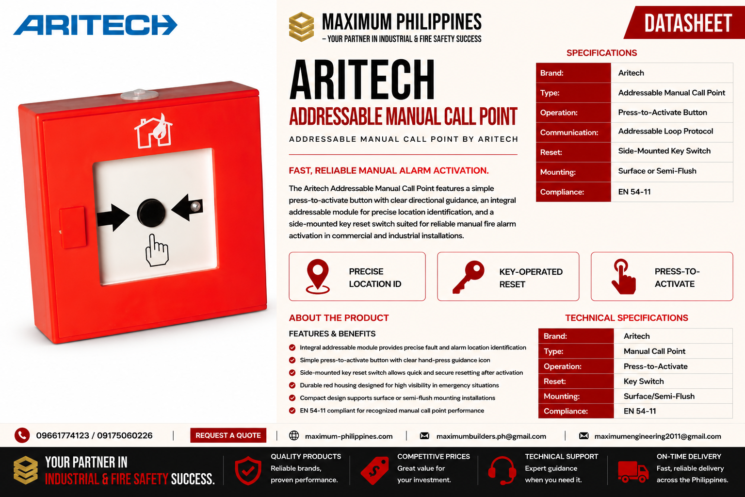 Aritech Addressable Manual Call Point Brochure