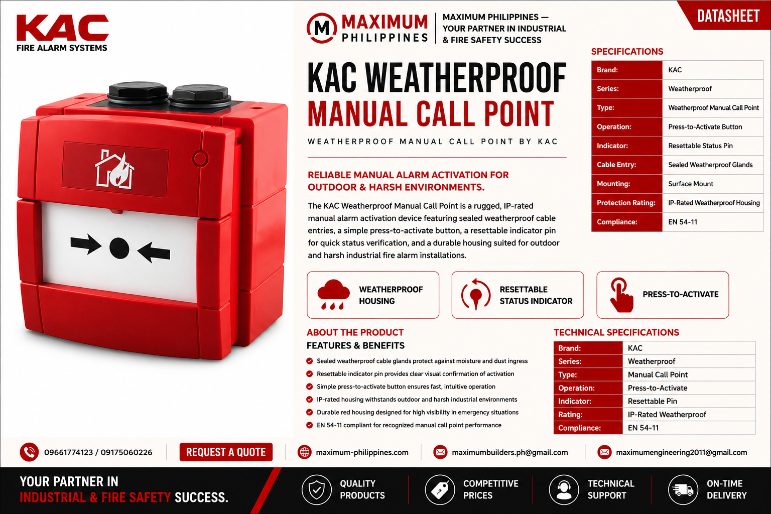 KAC Weatherproof Manual Call Point Brochure