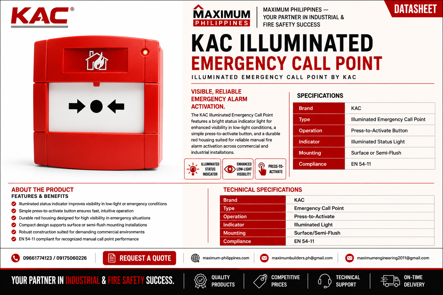 KAC Illuminated Emergency Call Point Brochure
