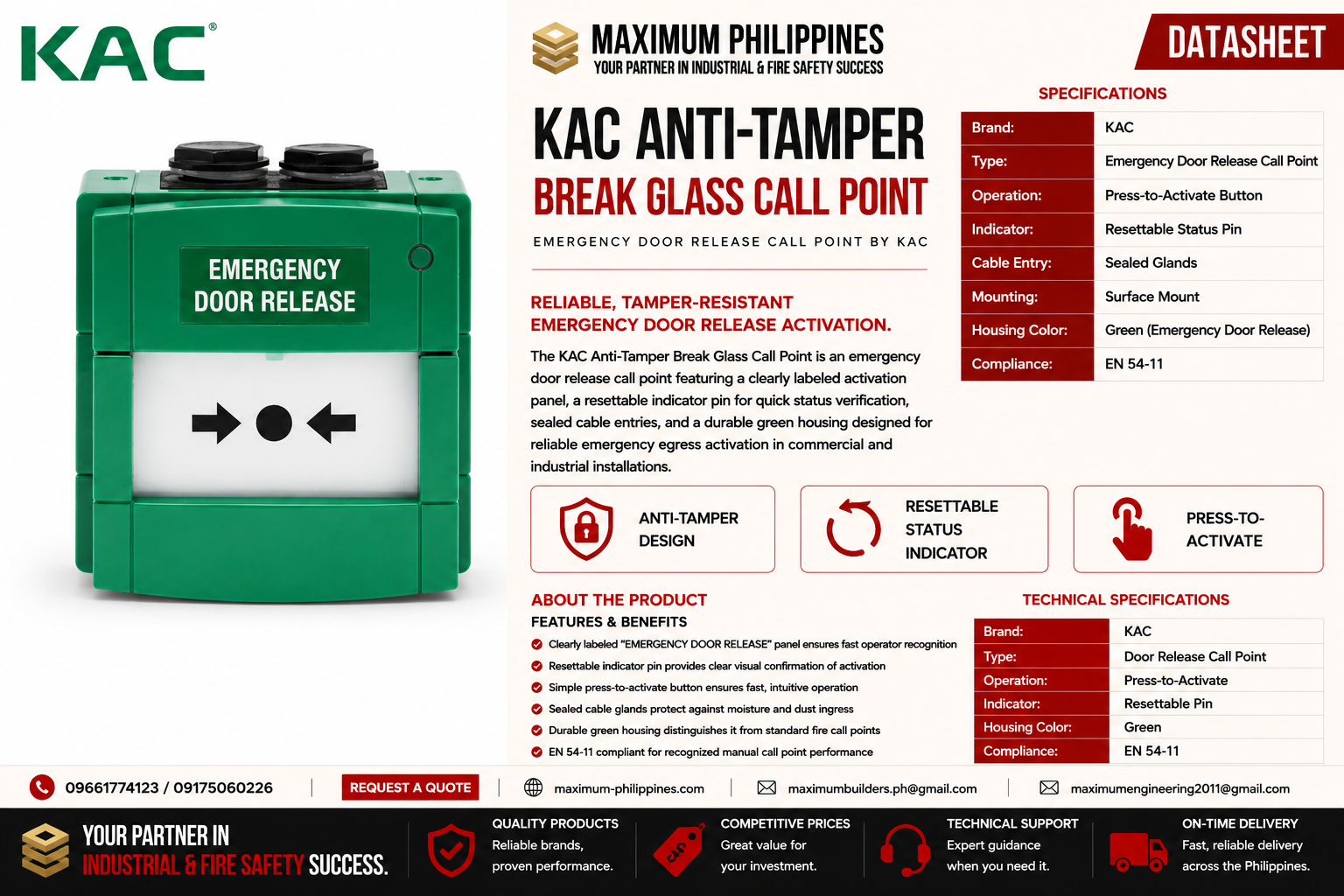 KAC Anti-Tamper Break Glass Call Point Brochure